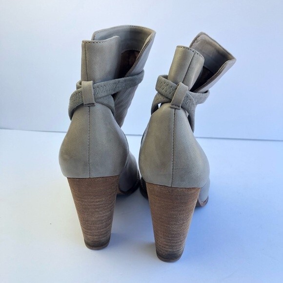 Joie Rigby Heeled Leather Ankle Boots Bootie Stacked Heel Tan 39 - Picture 4 of 12